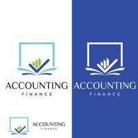 Financial accounting logo, with check mark for financial accounting stock chart analysis. In modern template vector illustration concept style.