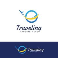 Travel agency logo design and summer vacation with airplanes. The logo can be for corporate businesses and airline ticket agents. vector