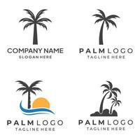 Palm tree logo, palm with waves and sun. Using Illustrator template design editing. vector