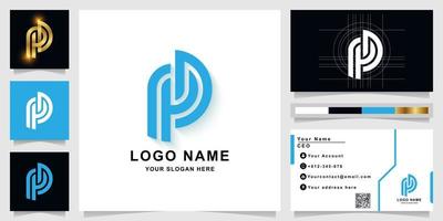 Letter PD or RD monogram logo template with business card design vector