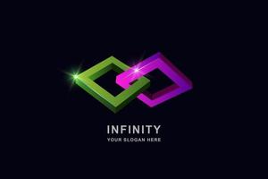 Infinity or 3D Frame square logo design template vector