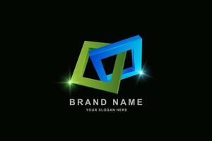 3D Frame square logo design template vector