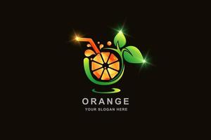 Orange juice logo design with gradient color vector