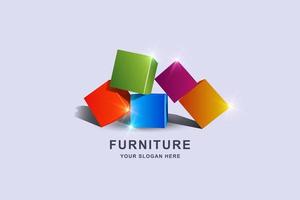 3D box square logo design template vector