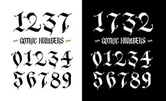 Set of gothic numbers. Vector. Handwritten Latin font. Arabic numerals. All characters separately. Medieval style. vector