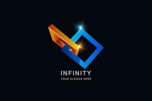 Infinity or 3D Frame square logo design template vector