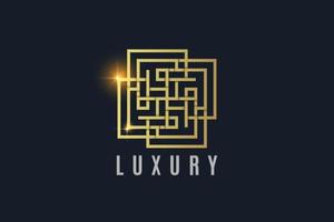 Luxury ornament line art gold color logo template vector