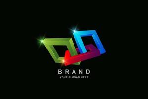 3D Frame square logo design template vector