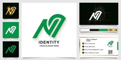 plantilla de logotipo de monograma de letra nq o na con diseño de tarjeta de visita vector