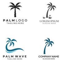 Palm tree logo, palm with waves and sun. Using Illustrator template design editing. vector