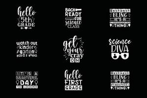 Back to school vector Design Bundle, Back to school lettering vector for t-shirts, posters, cards, invitations, stickers, banners, advertisement and other uses