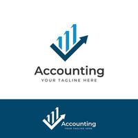 Financial accounting logo, with check mark for financial accounting stock chart analysis. In modern template vector illustration concept style.