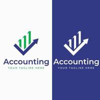 Financial accounting logo, with check mark for financial accounting stock chart analysis. In modern template vector illustration concept style.