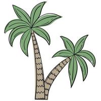 Doodle pegatina árbol de coco tropical vector