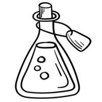 Doodle sticker pociones y matraces alquímicos vector