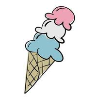 Doodle sticker sweet ice cream vector