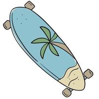 Doodle sticker with bright longboards vector