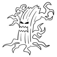 Doodle pegatina siniestro árbol encantado vector