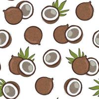 Cartoon tropical pattern with coconuts vector