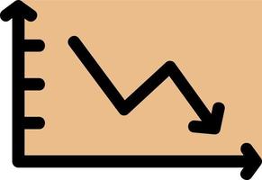 Declining Line Graph Line Filled Icon vector