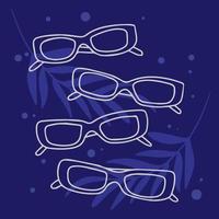 Sunglasses set, rectangular shaped glasses, flight accessory, doodle vector