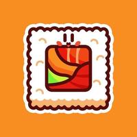 square sushi roll cartoon vector illustration