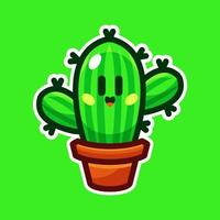 young cactus cartoon illustration vector