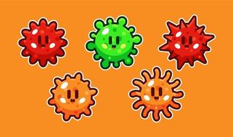 virus pack cartoon vector illustration