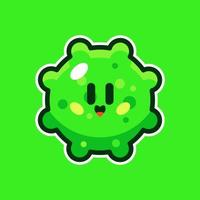 cute green virus cartoon vector illustration