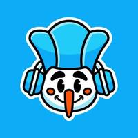 snowman chef mascot illustration vector