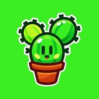 cute cactus cartoon illustration vector