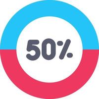 Half Pie Chart Flat Icon vector