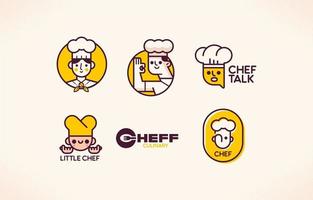 conjunto de logotipos de chef y restaurante vector