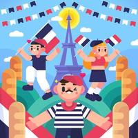 People Happy Celebrating The Bastille Day vector
