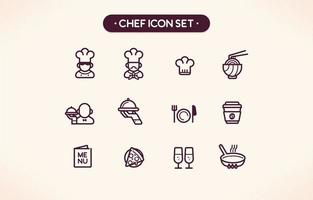 Chef Line Icon Set Design vector