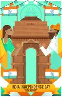 saludos en el día de la independencia de una pareja india vector