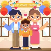 A Couple Holds A Party To Welcome Their Adopted Child vector