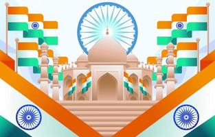 Taj Mahal And India Flags Background vector