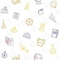 Seamless Pattern with Outline School Items vector