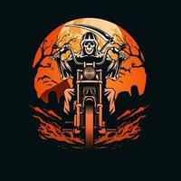 motorcycle artwork with grim reaper vector