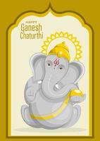 feliz festival de ganesh chaturthi con la ilustración del señor dorado ganesha vector