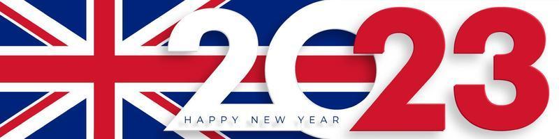 Happy New Year 2023, festive pattern with British flag concept vector