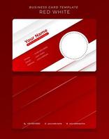 Id card or business car in red and white geometric background for employee identity design vector