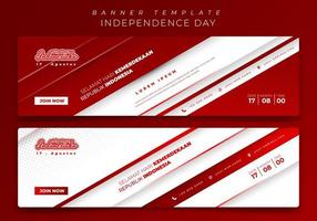 Red white banner template in landscape design and indonesian text mean is happy indonesia independence day vector