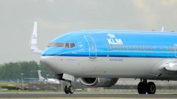 AMSTERDAM, THE NETHERLANDS JULY 25, 2017 - KLM Boeing 737 PH BXT accelerate before departure at runway 36L Polderbaan. Shiphol Airport, Amsterdam, Holland video