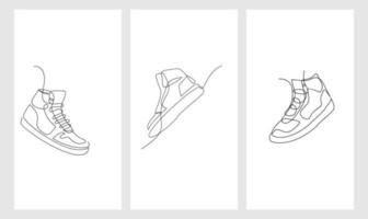 conjunto de zapatillas de deporte de dibujo de línea continua de vector