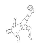 Continuous line Illustration football player kicks the ball vector
