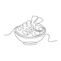 One continuous line noodle vector design