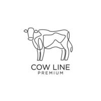 Cow farm line mono single drawing logo icon design vector