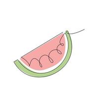 One single continuous line water melon sliced vector